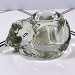 Indiana Glass Cat Votive Holder Crystal Made in USA #4458 w/ Lid